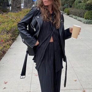 Drapey 2 Piece Long Black Matching Set